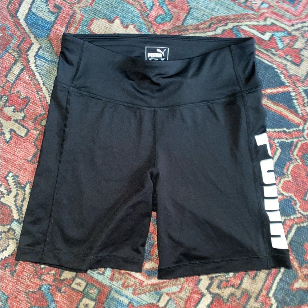 Black Puma Biker Jump Up Logo Shorts